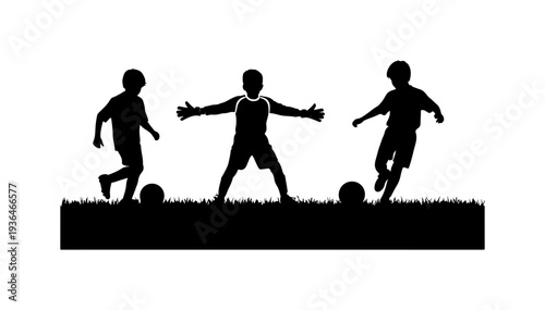 Dynamic Soccer Players in Action Silhouette