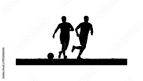 Two Soccer Players Competing Silhouette