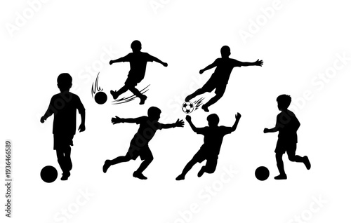Dynamic Soccer Kids Action Vector Illustration