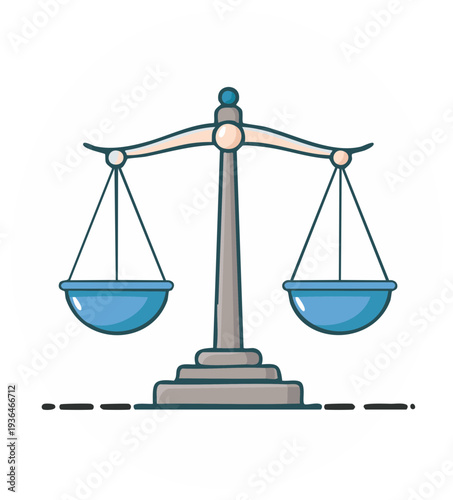 Cartoon Justice Scale Illustration Symbolizing Law and Fairness Conceptual
