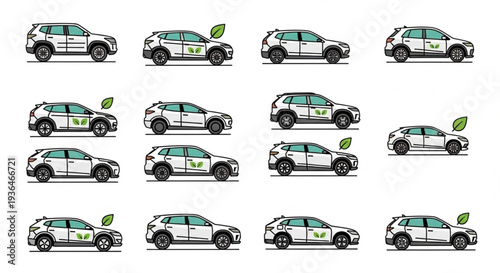 White Car Turning with Leaf.