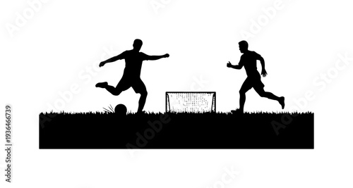 Dynamic Soccer Action Silhouette
