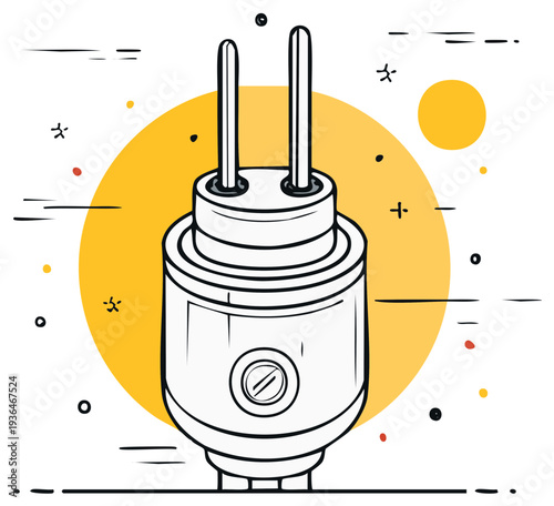 Minimalist Illustration of an Electrical Plug with Decorative Elements