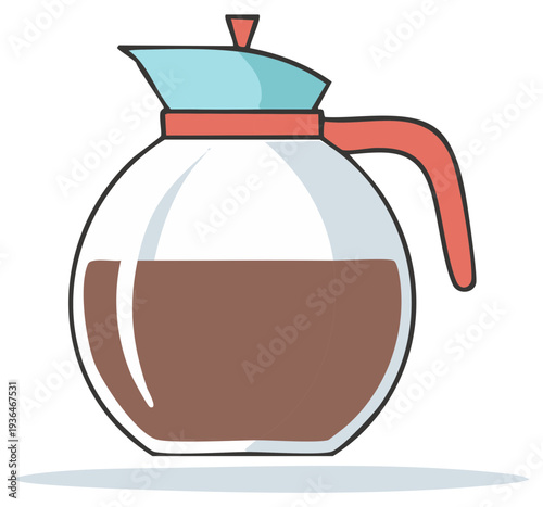 Cartoon illustration of a coffee pot filled with coffee