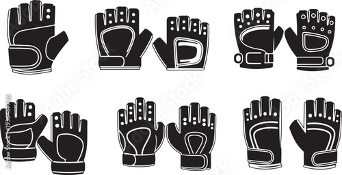 Hand signs alphabet letters ASL black white vector icons set isolated