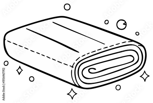 Clean Folded Textile Bundle with Sparkling Highlights and Bubbles