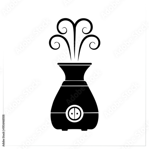 Humidifier Steam Black Silhouette Air Purifier Aroma Diffuser Appliance