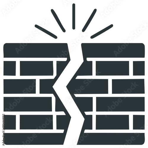 Brick Wall Crack Impact Graphic Symbol Illustration Architecture
