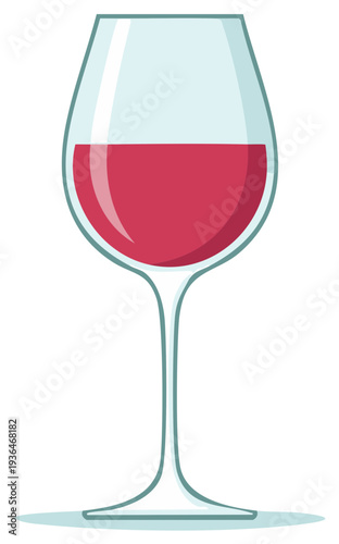 Illustration of a glass of red wine with a long stem, ideal for beverages