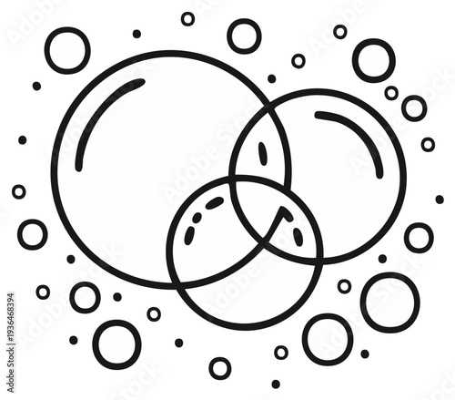 Simple Black and White Bubbles Line Art Illustration for Decorative Use