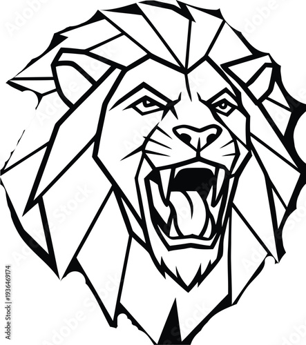 majestic-lion-roaring--geometric-vector-style .eps
