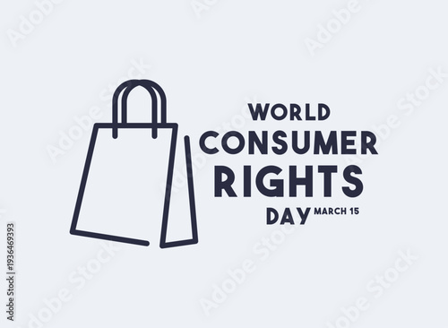 World Consumer Rights Day on March 15th. This minimalist vector symbol represents consumer empowerment, fair trade, and buyer protection.