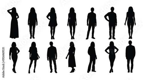 A group of people standing in different poses