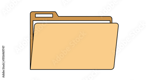 Classic manila folder icon with a slightly open front flap used to represent digital file storage and organization in computer interfaces.