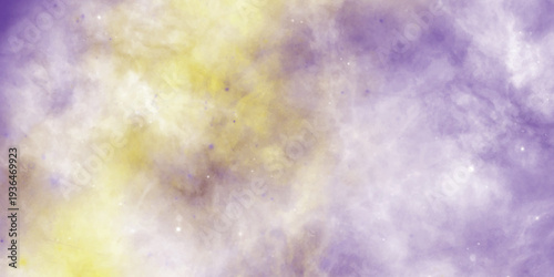 Soft watercolor blend of purple and yellow with subtle white specks