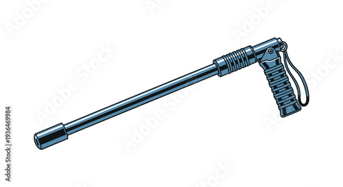 Professional metal telescopic baton or expander tool with a textured grip handle used for security and law enforcement defense purposes.