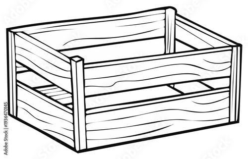 Simple Outline of an Empty Wooden Crate for Storage or Transport