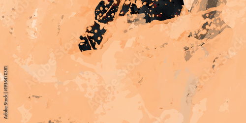 Abstract peach and black watercolor splash background