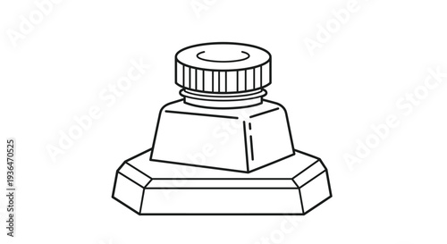 Classic inkwell bottle with a screw cap isolated on a white background for traditional writing and calligraphy applications.