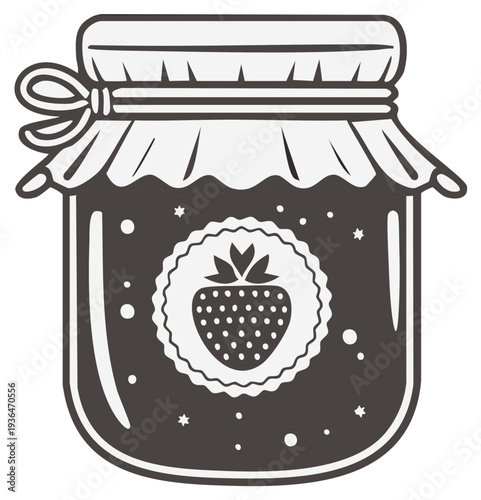 Jar of Homemade Strawberry Jam Vector Illustration