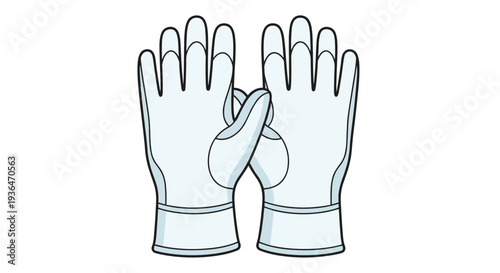 Pair of white protective work gloves with reinforced palms and fingers isolated on a white background for hand safety.