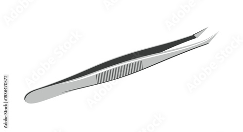 Professional stainless steel precision tweezers with a fine point isolated on a white background for detailed manual work.