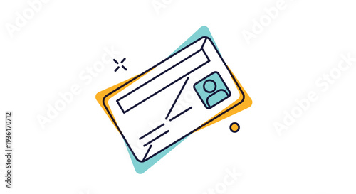 Stylized identification card or ID badge with a person icon and abstract colorful backgrounds for personal identity concepts.