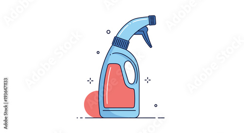 Plastic spray bottle filled with a bright red cleaning solution is ready for household sanitization and surface maintenance.