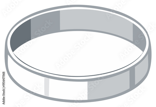 Simple Silver Band Ring Illustration Single Wedding Anniversary Jewelry Gift Minimalist Design