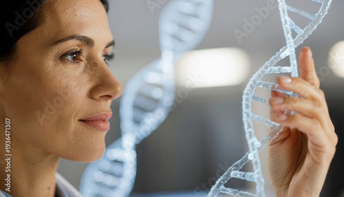 Scientist examining a DNA strand in a laboratory for genetic research advancements.