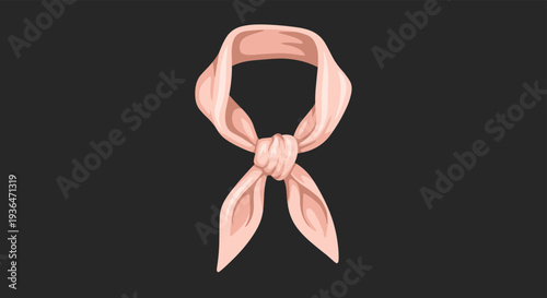 Elegant light pink neckerchief or silk scarf is tied in a classic knot, symbolizing fashion, style, and refined grace.