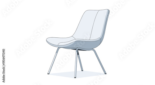 Stylish modern lounge chair with light grey upholstery and thin metal legs is perfect for a minimal contemporary space.