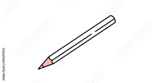 Isolated view of a simple white pencil with a sharpened tip used for writing, drawing, and sketching on paper in school or office.
