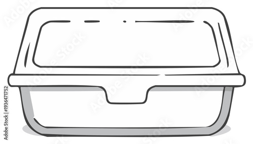 Drawn Isolated Food Container with Lid Meal To Go Illustration Simple Style Take Out Box Deliveries Leftovers Storage