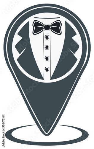 Formal Wear Location Pin Icon Graphic Design