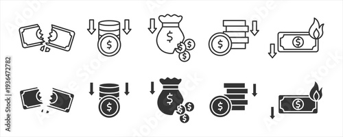 Money Loss Financial Crisis Icon