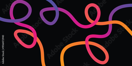 Abstract swirls of vibrant neon lines on a dark background creating a dynamic visual effect