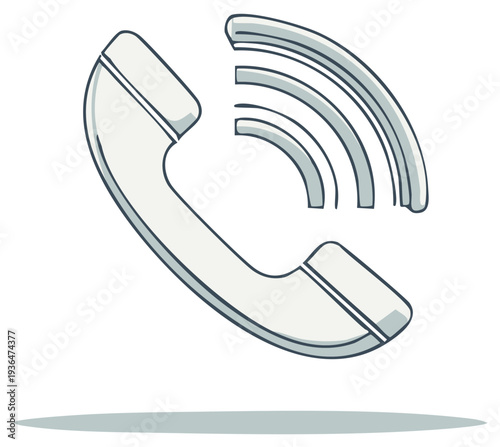Telephone handset with sound waves indicating a call or communication