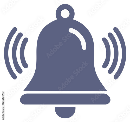 Stylized graphic of a ringing bell with sound waves emitting