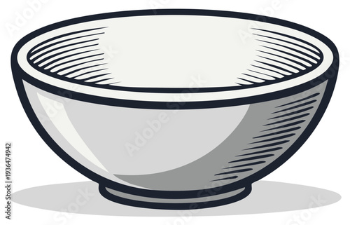 Simple Round Bowl Illustration in Sketch Style with Clean Lines