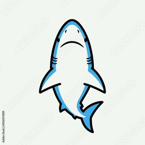 Cute Sad Shark Cartoon Illustration