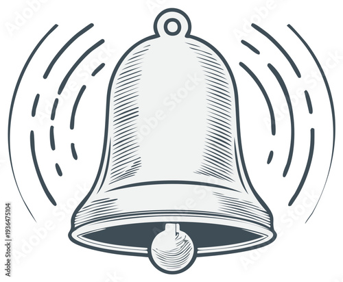 Ringing Bell Illustration Vector Graphic Sound Waves Signal Alert Notification Alarm Call Attention Isolated