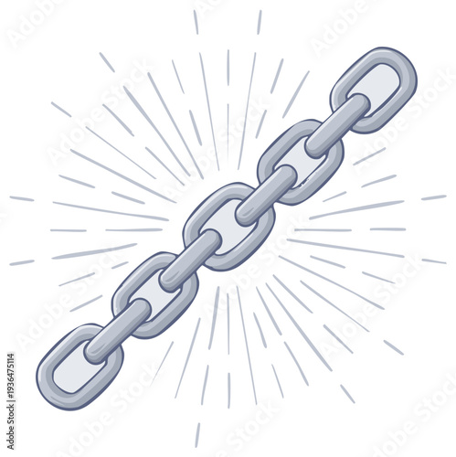 Cartoon Chain with Burst Design Element Isolated Illustration
