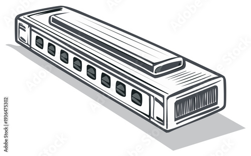 Illustration of a harmonica musical instrument isolated