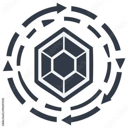 Hexagon Shape Cycle - Iterative Process, Geometric Arrows, Flow Concept, Circulation, Motion