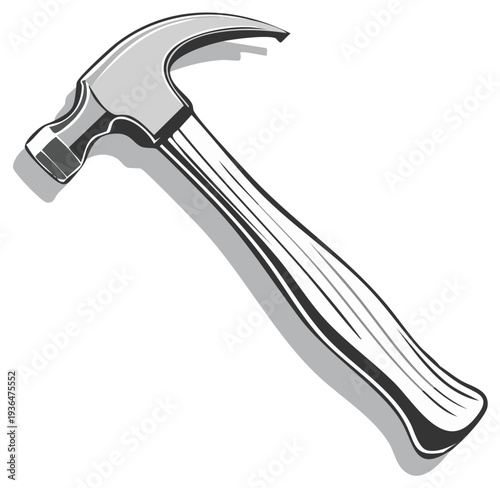 Steel Claw Hammer Illustration with Wooden Handle for Construction and Carpentry Work Tools Vector Graphic isolated on white