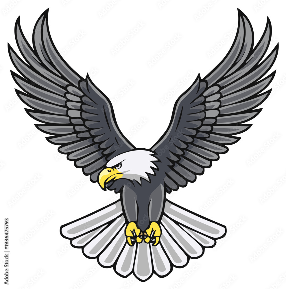 Naklejka premium Bold Bald Eagle Vector Illustration with Open Wings Ready to Pounce, a Symbol of American Freedom