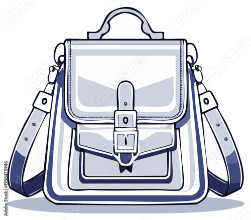 Classic Satchel Bag Illustration with Buckle and Shoulder Strap