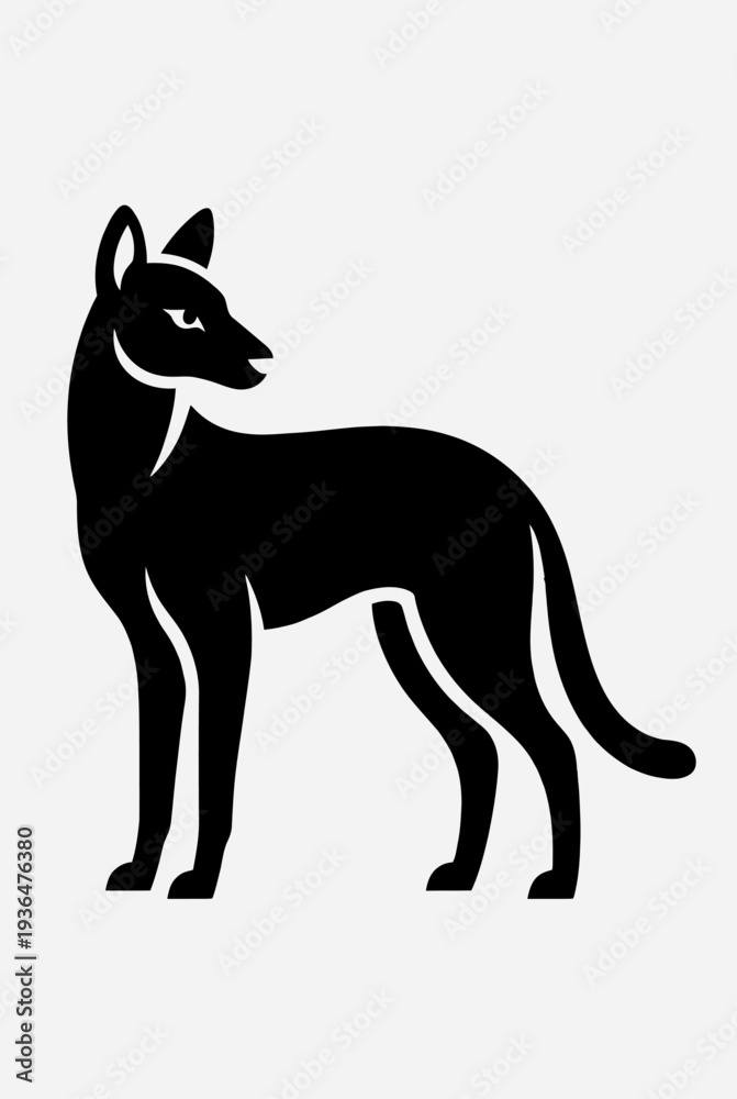 Fototapeta premium Vector illustration of a canine standing profile showcasing its sleek silhouette against a plain background