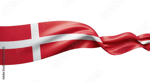 The Danish flag waving gently isolated on transparent background